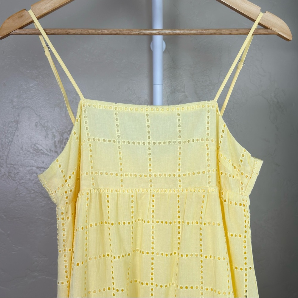 Commense Yellow Cotton Eyelet Maxi Dress XS Backless Adjustable Straps NWT - Picture 5 of 12